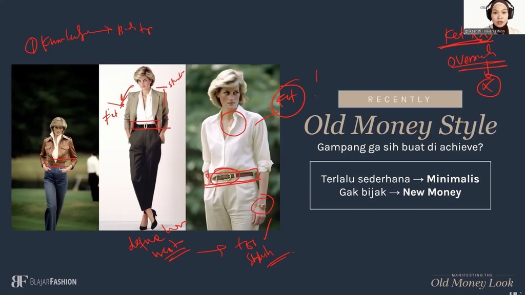 Like membedah look Old Money di kelas